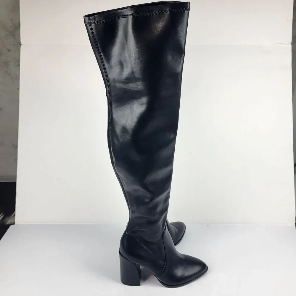 DV By Dolce Vita Women's Gollie Over The Knee Faux leather Boots Black Size 6